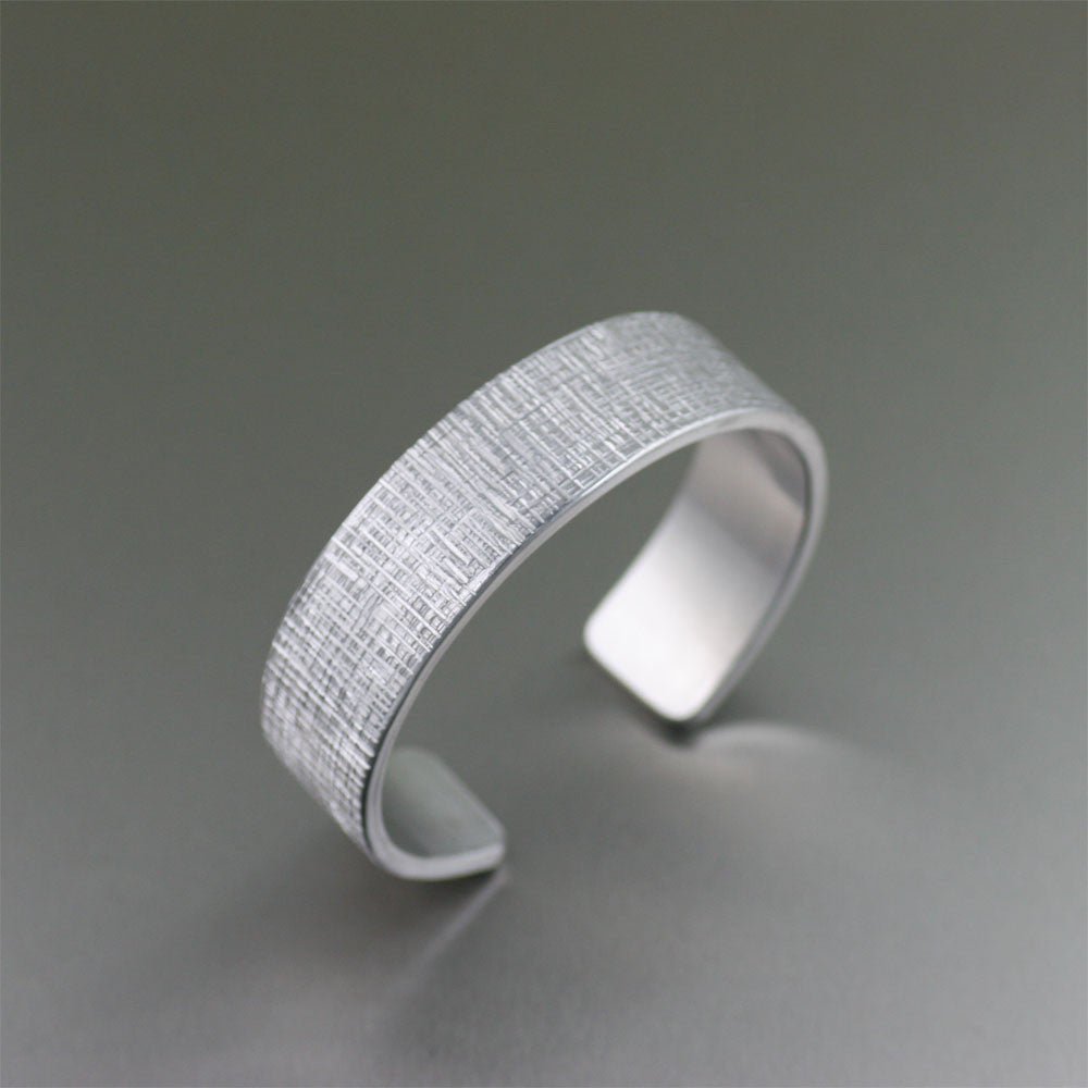 Linen Aluminum Unisex Cuff Bracelet by Jewelry Designer John S. Brana