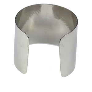 7 of 8: Wide Hammered Stainless Steel Cuff Bracelet Closeup View of Opening