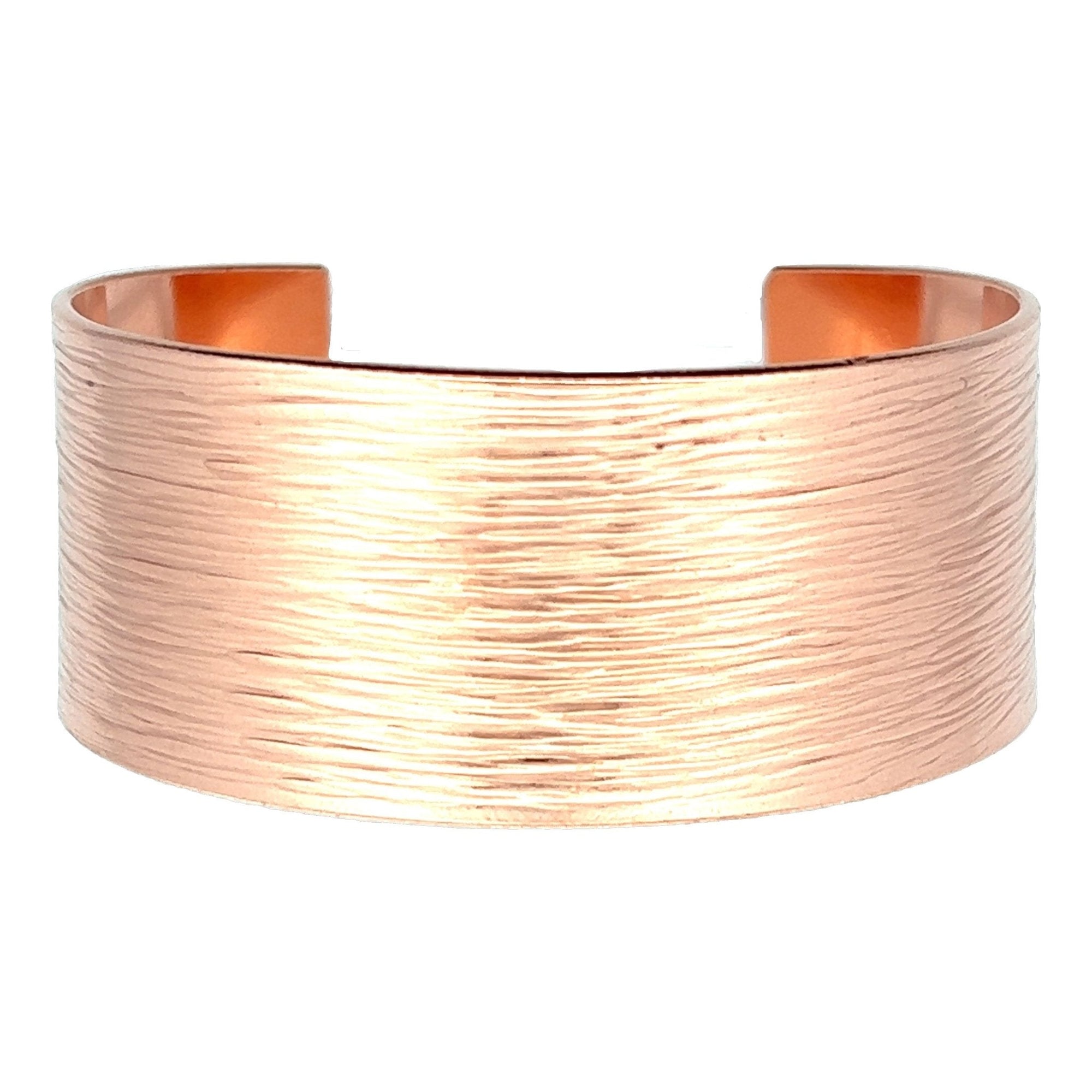 1 Inch Wide Bark Copper Cuff Bracelet - Close Up Detail