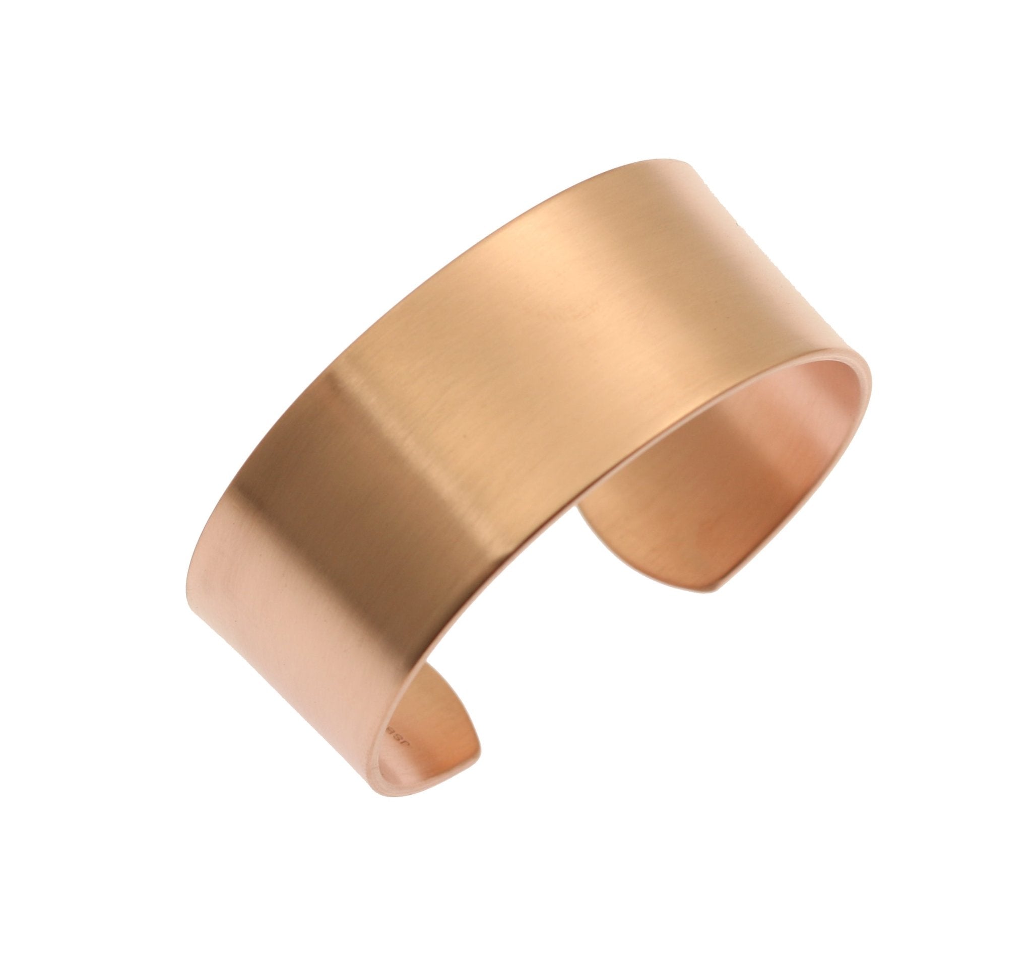 4 of 9: 1 Inch Wide Brushed Copper Cuff Bracelet Top View