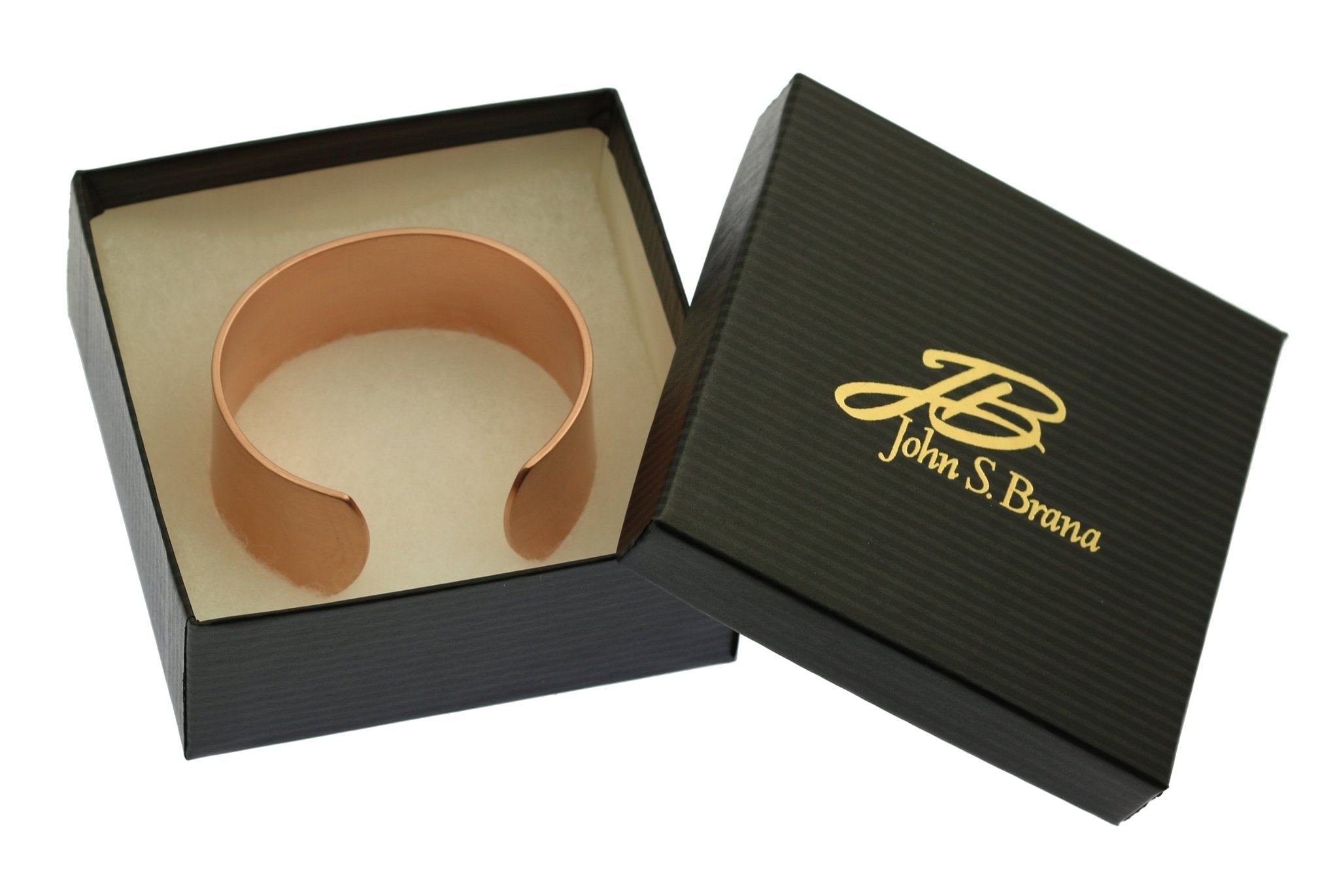 7 of 9: 1 Inch Wide Brushed Copper Cuff Bracelet in Black Gift Box