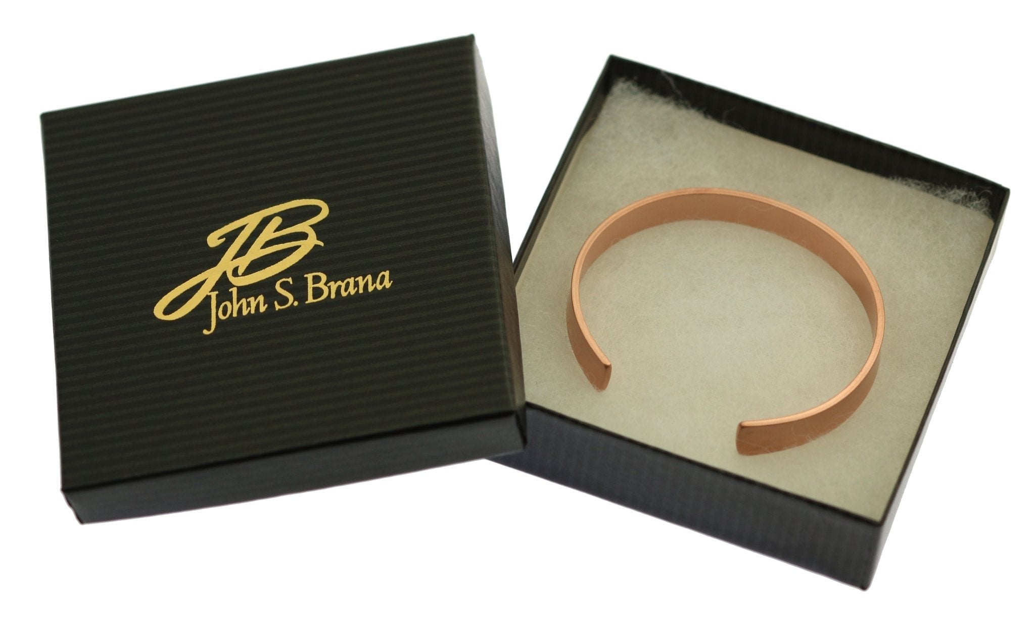 6 of 7: 10mm Wide Brushed Copper Cuff Bracelet in Black Gift Box with Gold Logo