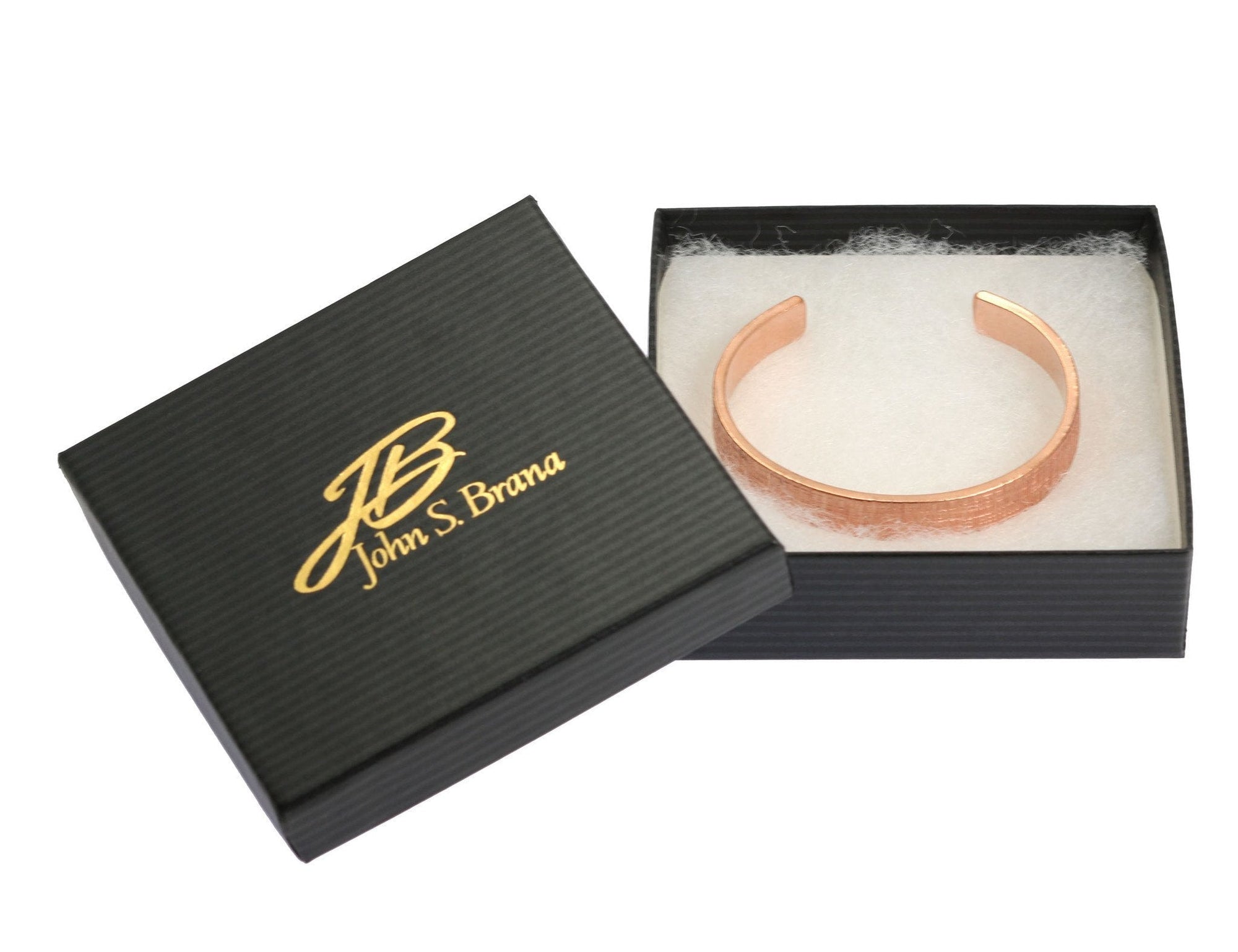 10mm Wide Linen Copper Cuff Bracelet in Branded Gift Box