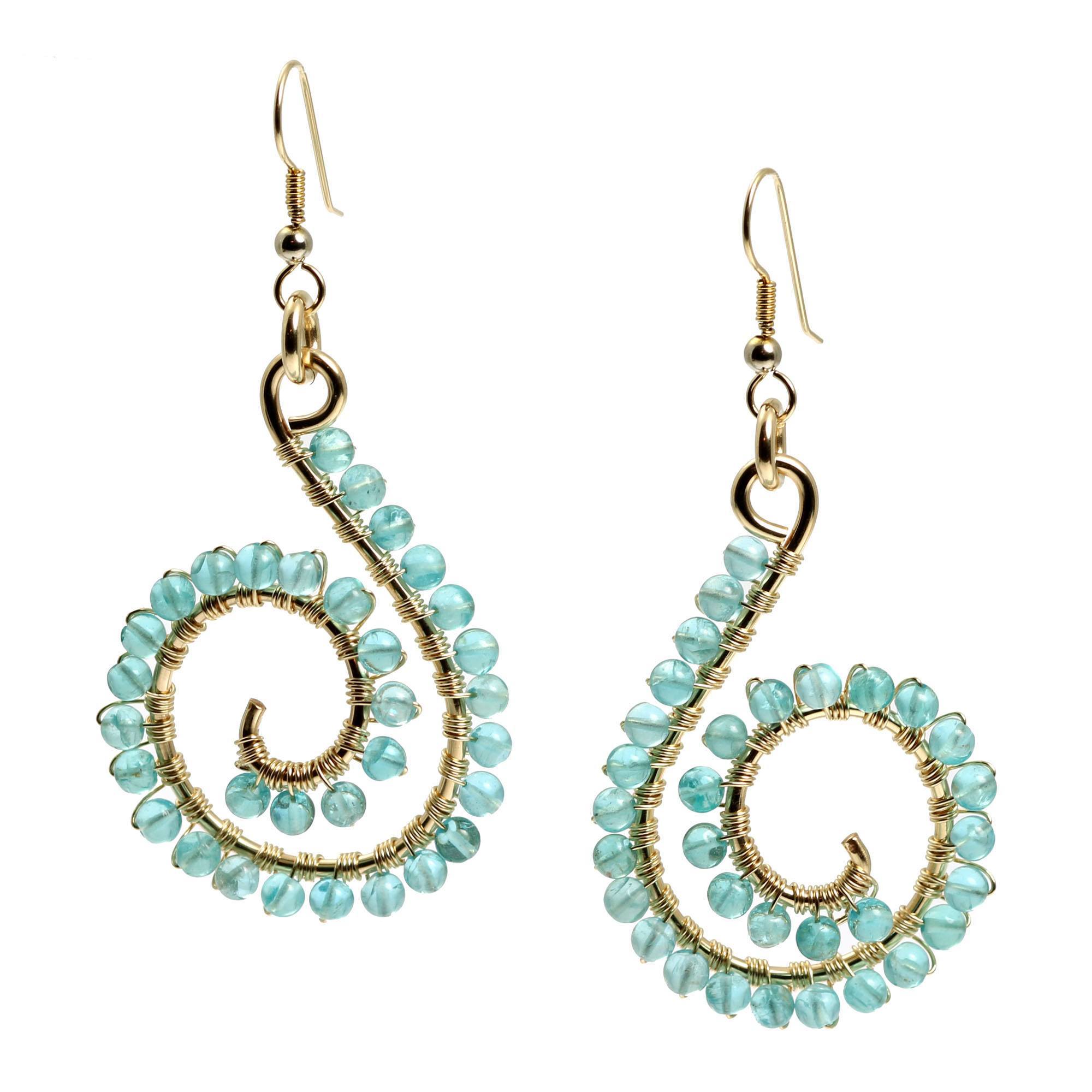 14k Gold-filled Wire Wrapped Earrings With Apatite Detail