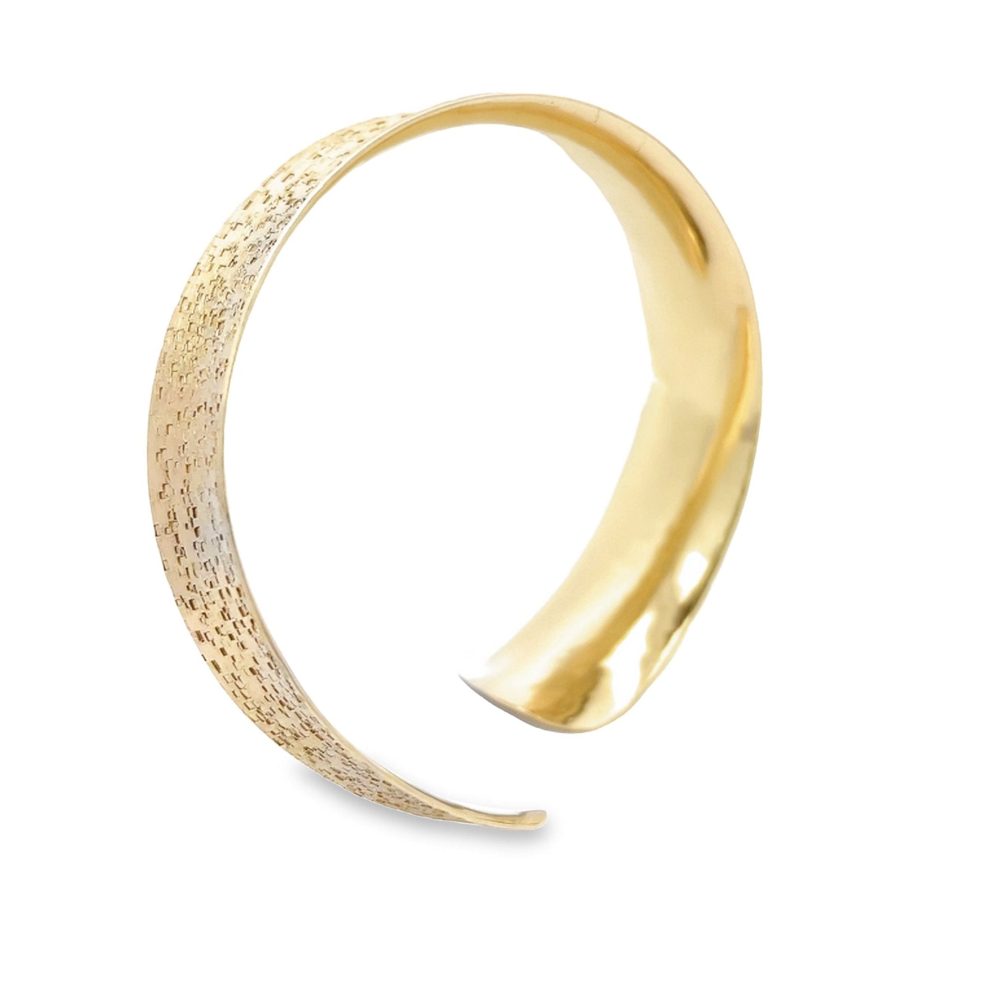 Shape of 14K Gold Texturized Anticlastic Bangle Bracelet