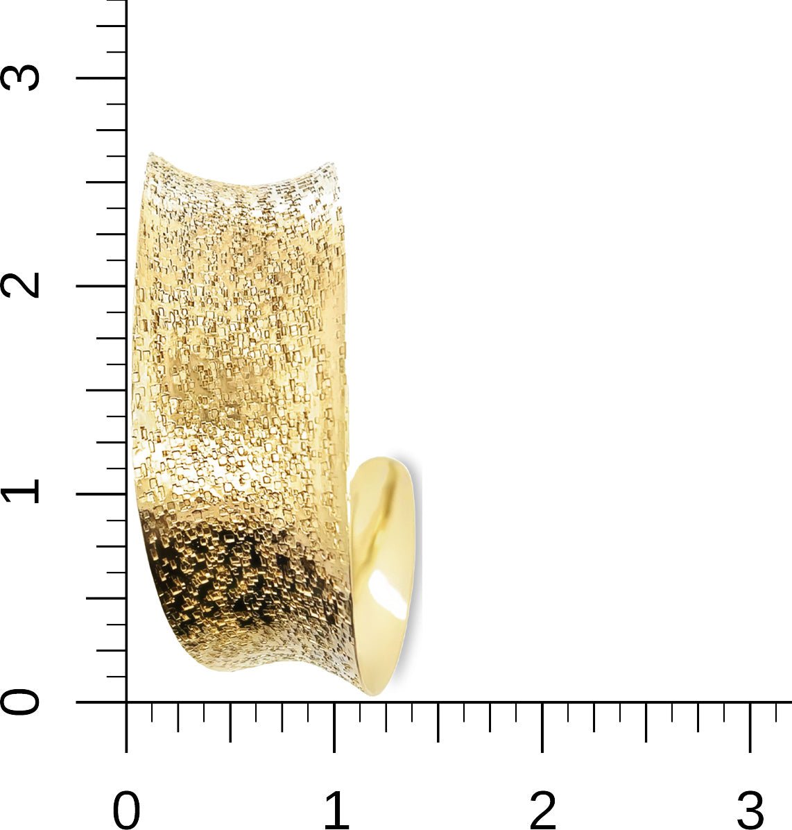 Size Of 14K Gold Texturized Anticlastic Bangle Bracelet