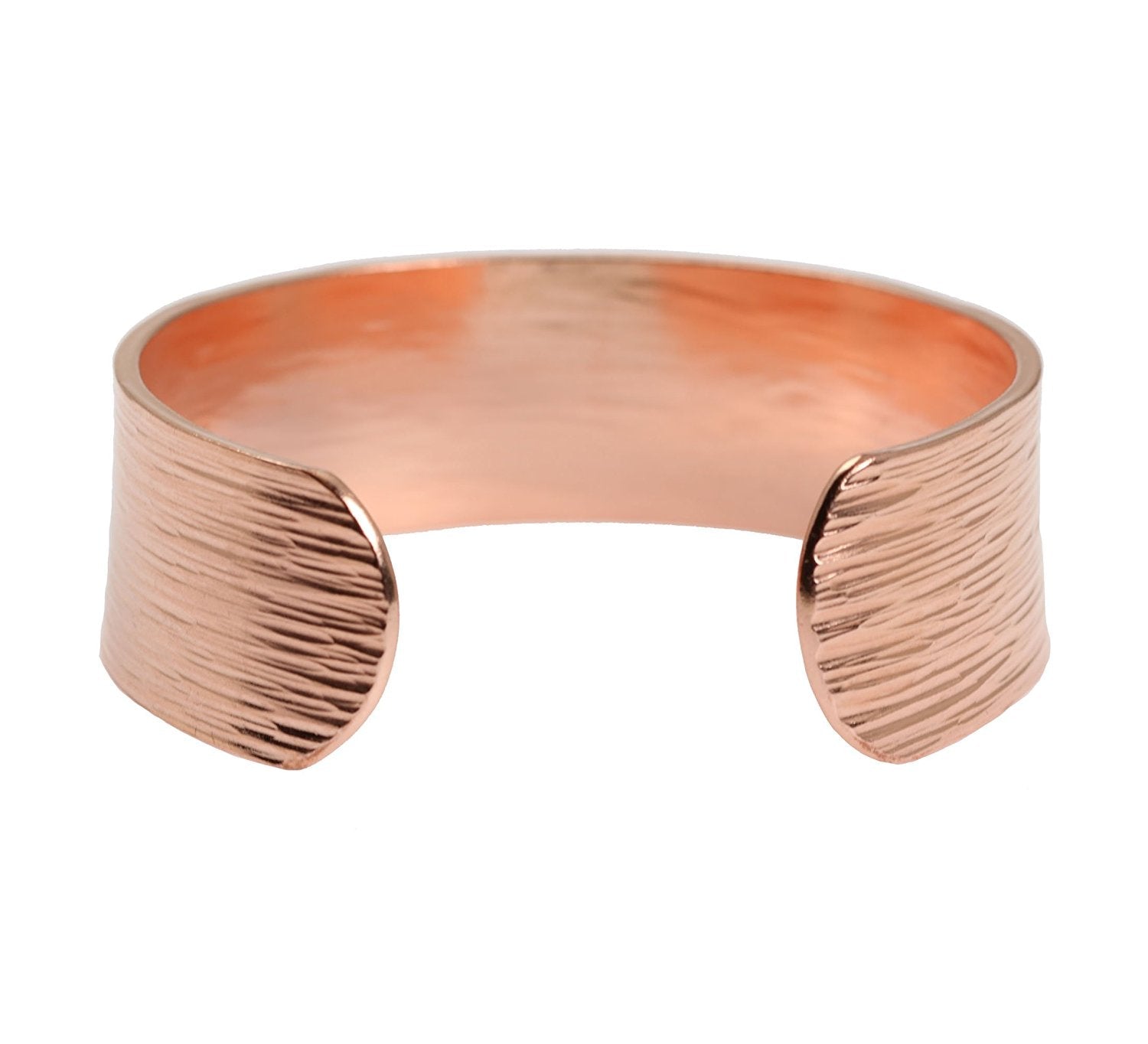 Opening 3/4 Inch Wide Chased Copper Bark Cuff Bracelet