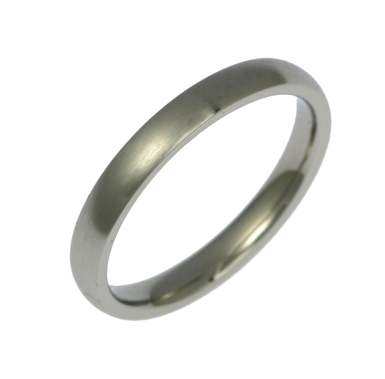 A 3mm Brushed Comfort Fit Stainless Steel Men's Ring on a White Background