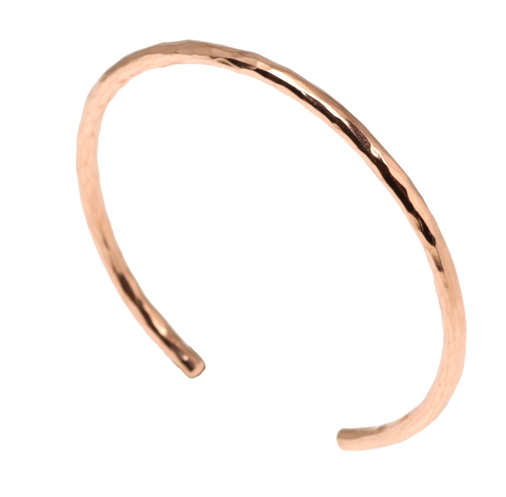 3mm Wide Hammered Copper Cuff Bracelet Right Side View