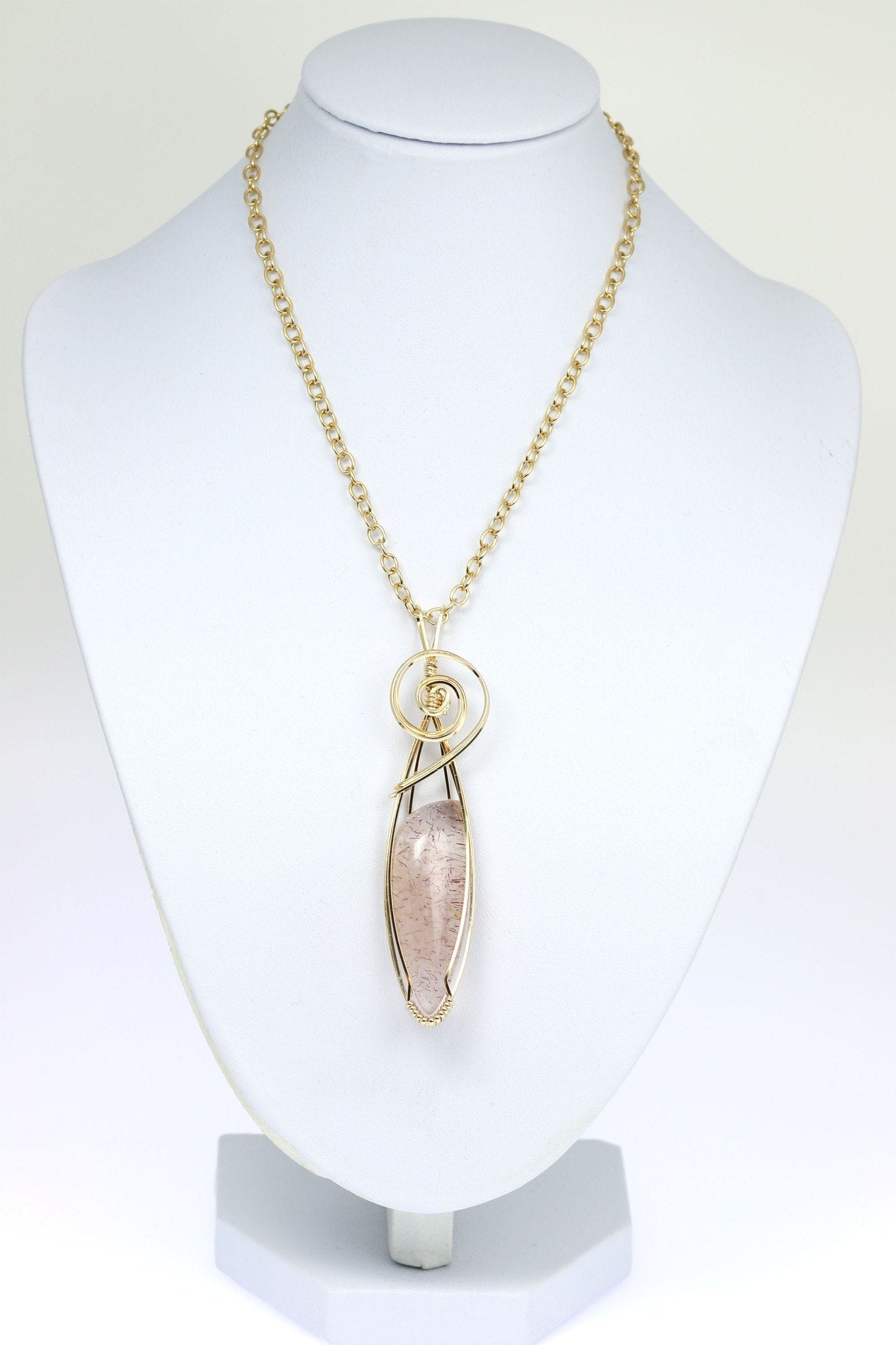 Lepidochrosite 14K Gold-filled Wire Wrapped Pendant on Chain