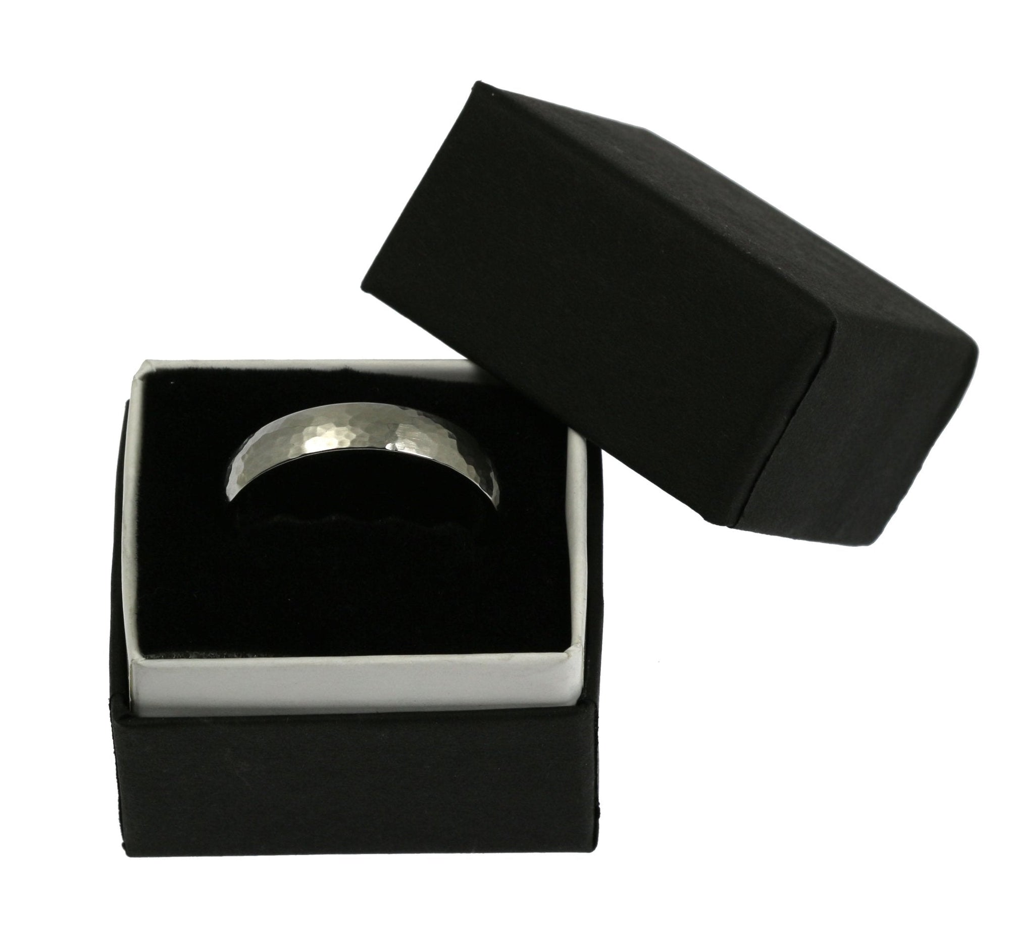 Boxed 5mm Hammered Comfort Fit Stainless Steel Men's Ring