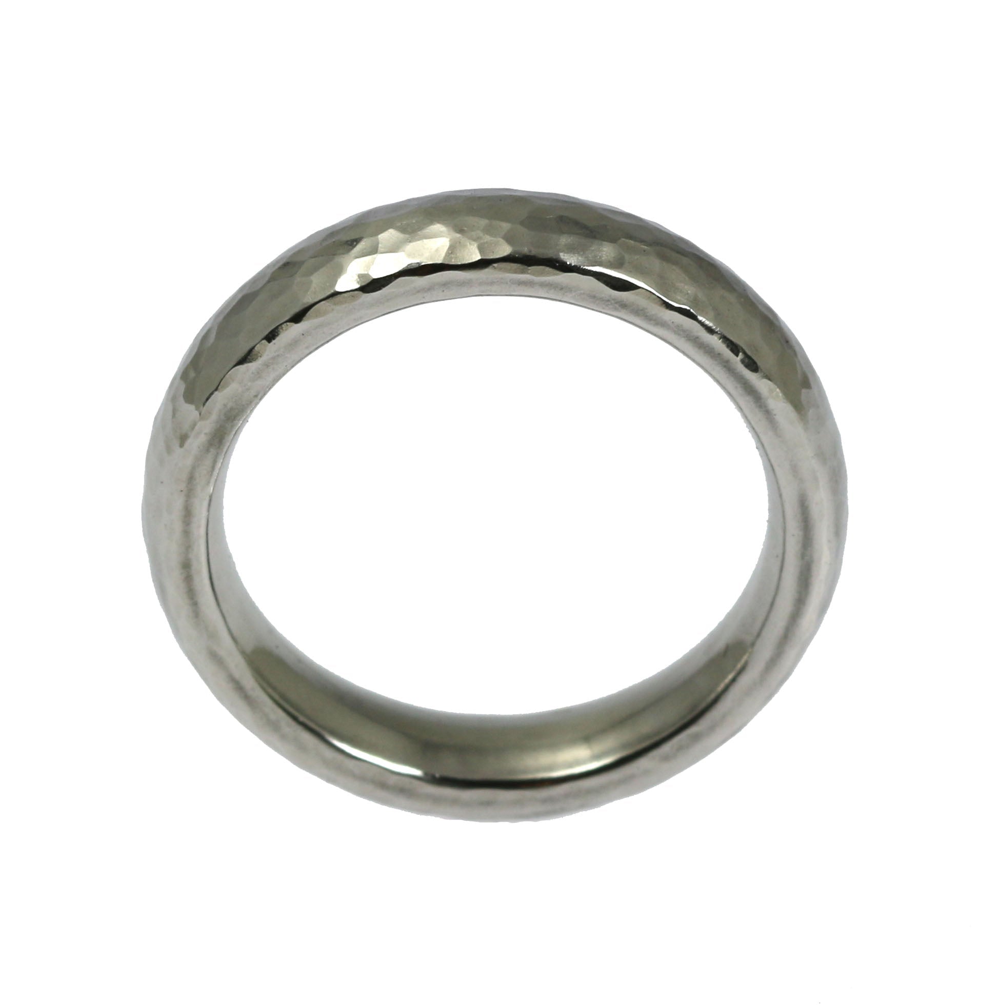 Rings - 5mm Hammered Domed Stainless Steel Men's Ring
