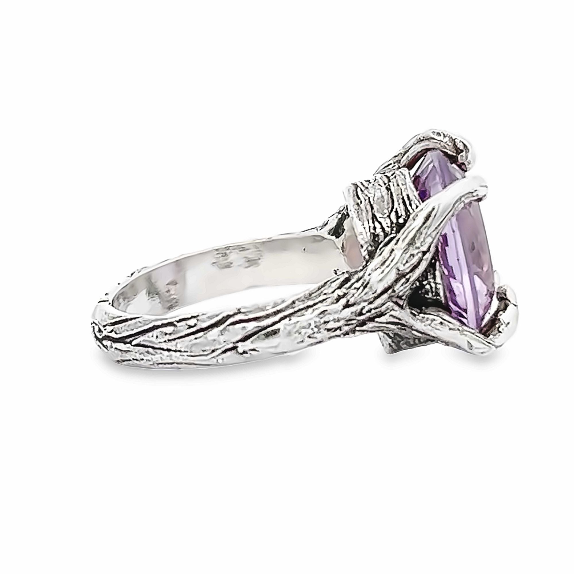 3 of 5: Side View of Amethyst Sterling Silver Cocktail Ring