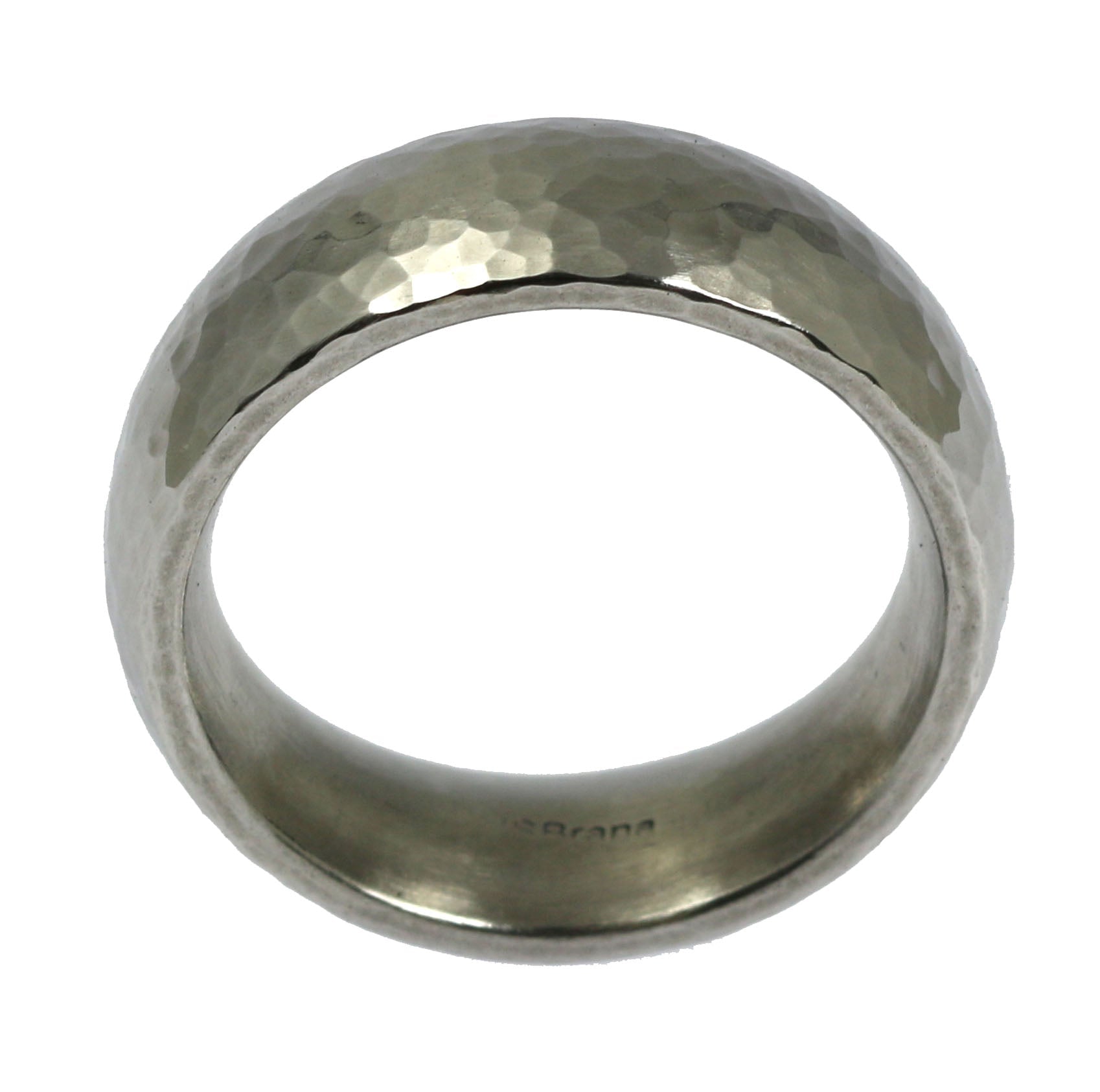 Shape of 8mm Hammered Domed Stainless Steel Men's Ring