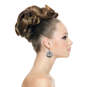 6 of 8: A Stunning Woman Wearing Aluminum Daisy Disc Earrings