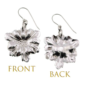 3 of 7: Front and Back Views of Dogwood Blossom Aluminum Drop Earrings