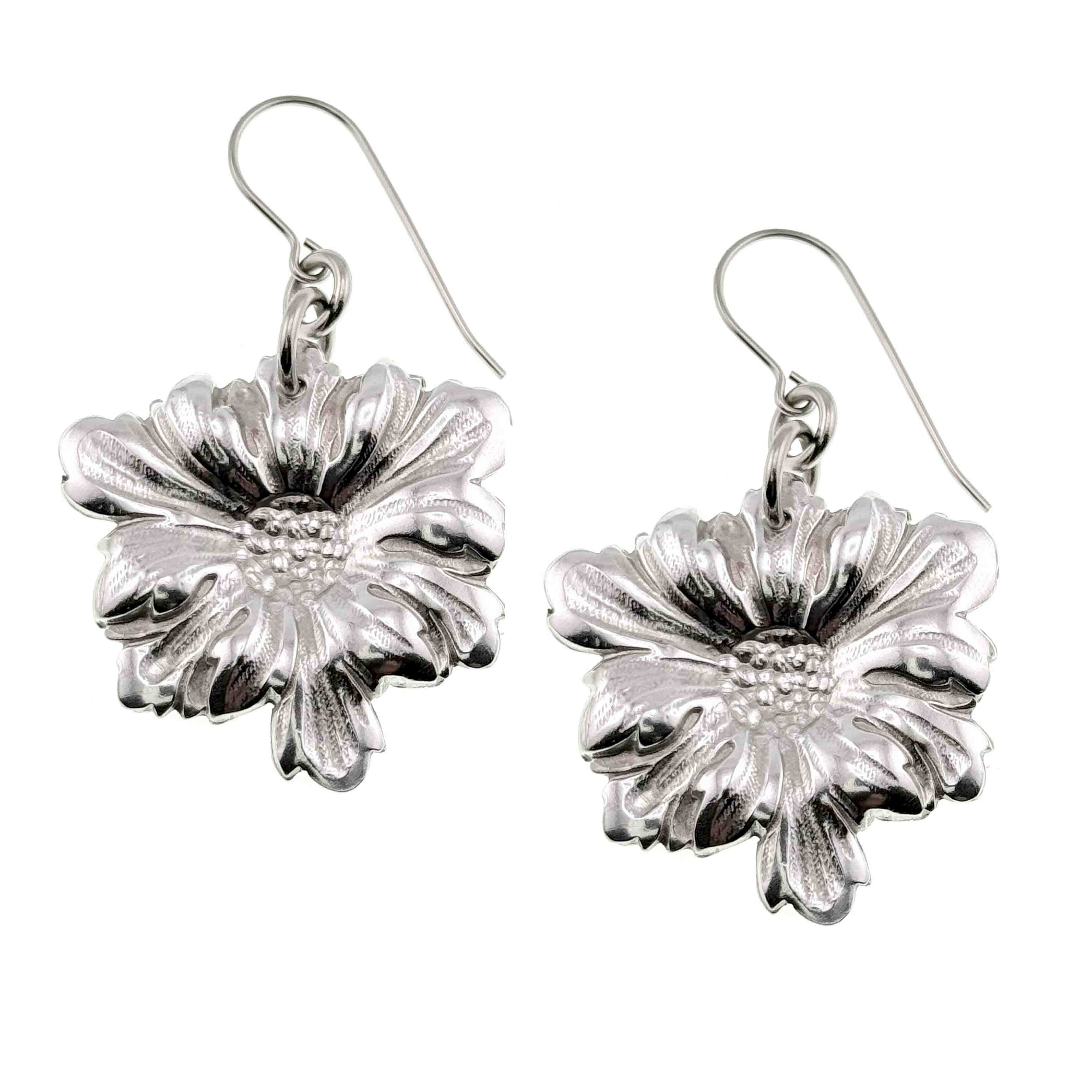 1 of 7: Dogwood Blossom Aluminum Drop Earrings on a white background
