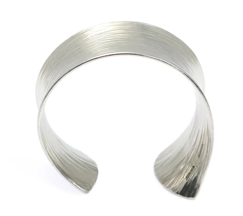 3 of 5: Shape of Tapered Bark Anticlastic Aluminum Bangle Bracelet