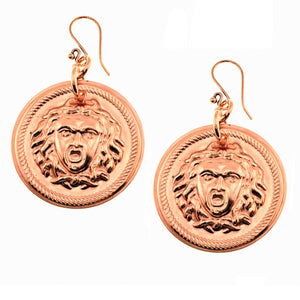 1 of 8: Copper Medusa Disc Drop Earrings on a white background