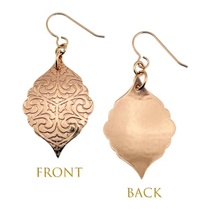 3 of 7: Damask Embossed Bronze Moroccan Drop Earrings