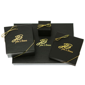 7 of 8: Various Sized John S. Brana Black Gift Boxes with Gold Ribbon and Logo