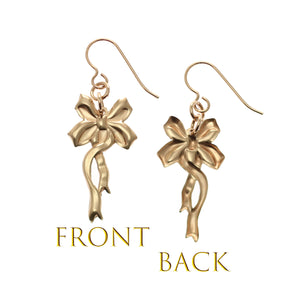 3 of 7: Yuletide Ribbon Bronze Dangle Earrings
