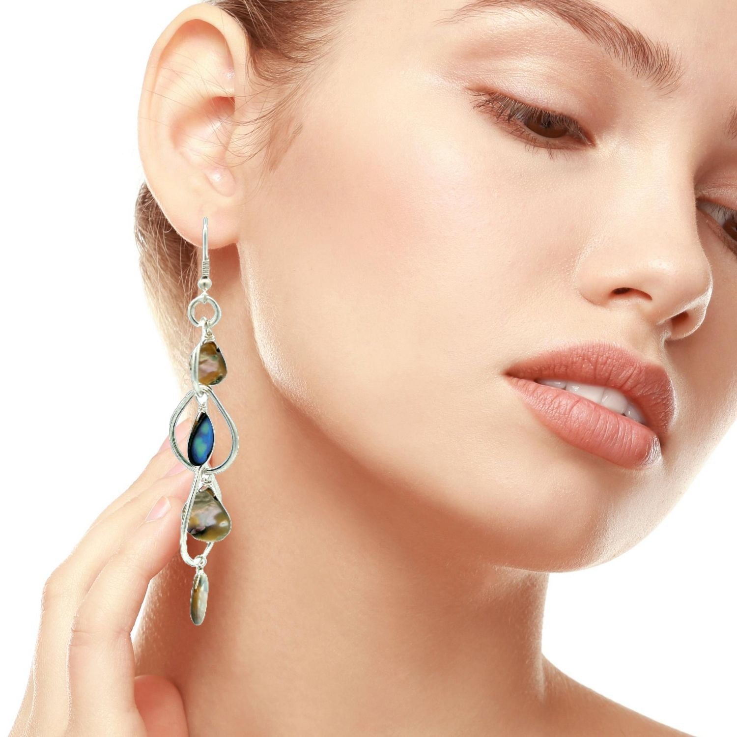 Abalone Fine Silver Chandelier Earrings-John S Brana - Handmade Jewelry
