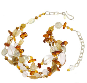 3 of 5: Amber Citrine Crystal Quartz Gemstone Necklace - Detail View