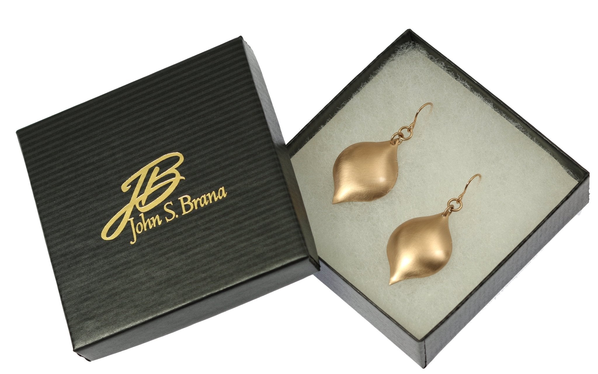 6 of 6: Brushed Bronze Marrakesh Drop Earrings in Black Gift Box with Gold Logo