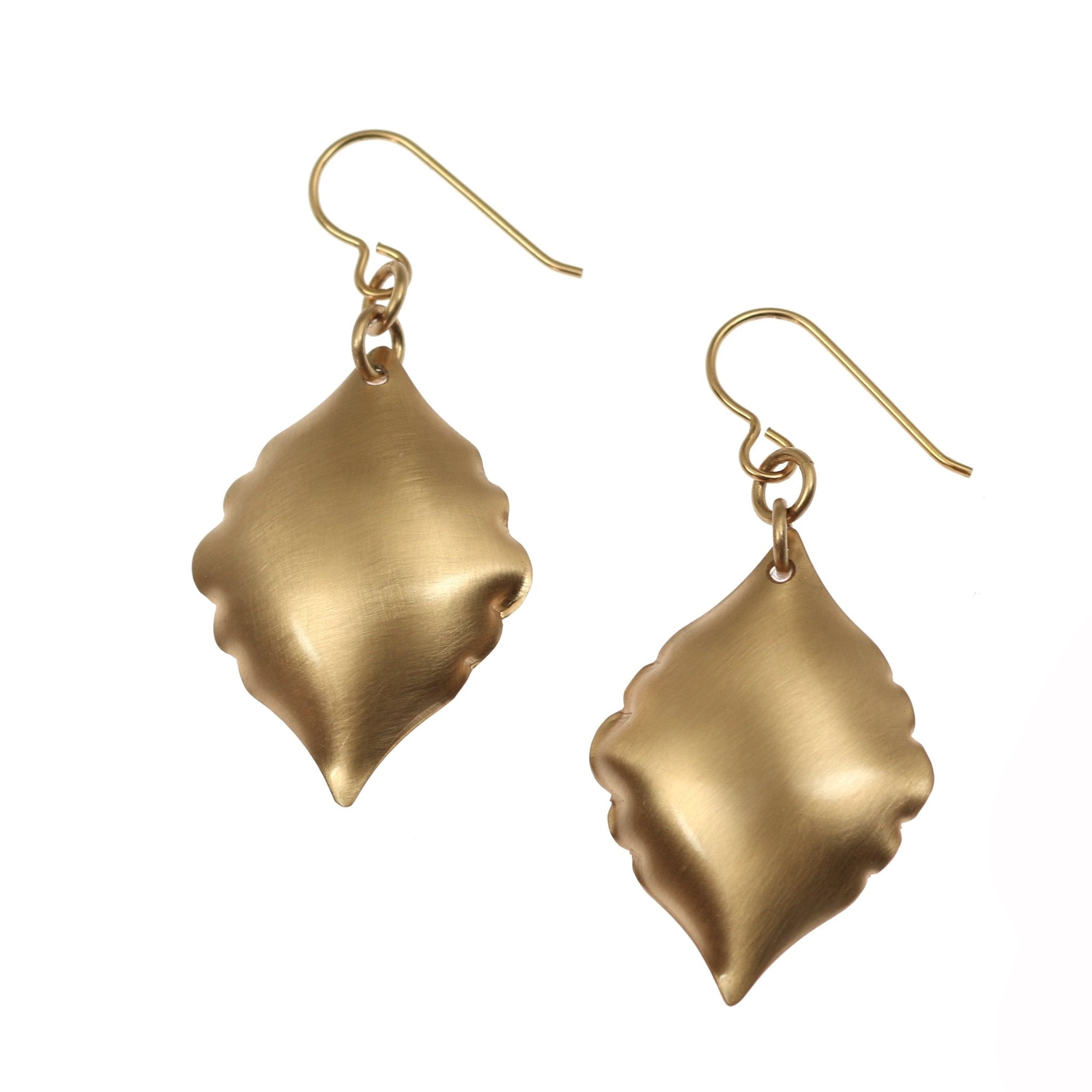 1 of 6: A Pair of Brushed Bronze Moroccan Drop Earrings on a White Background