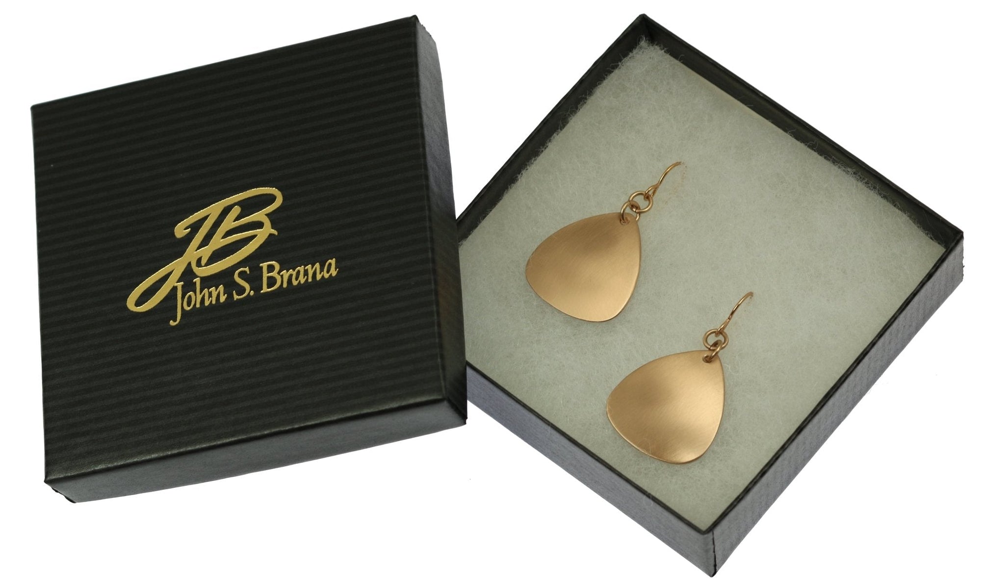 Gift Boxed Brushed Bronze Triangular Drop Earrings