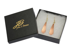 3 of 3: Gift Boxed Chased Copper Long Tear Drop Earrings