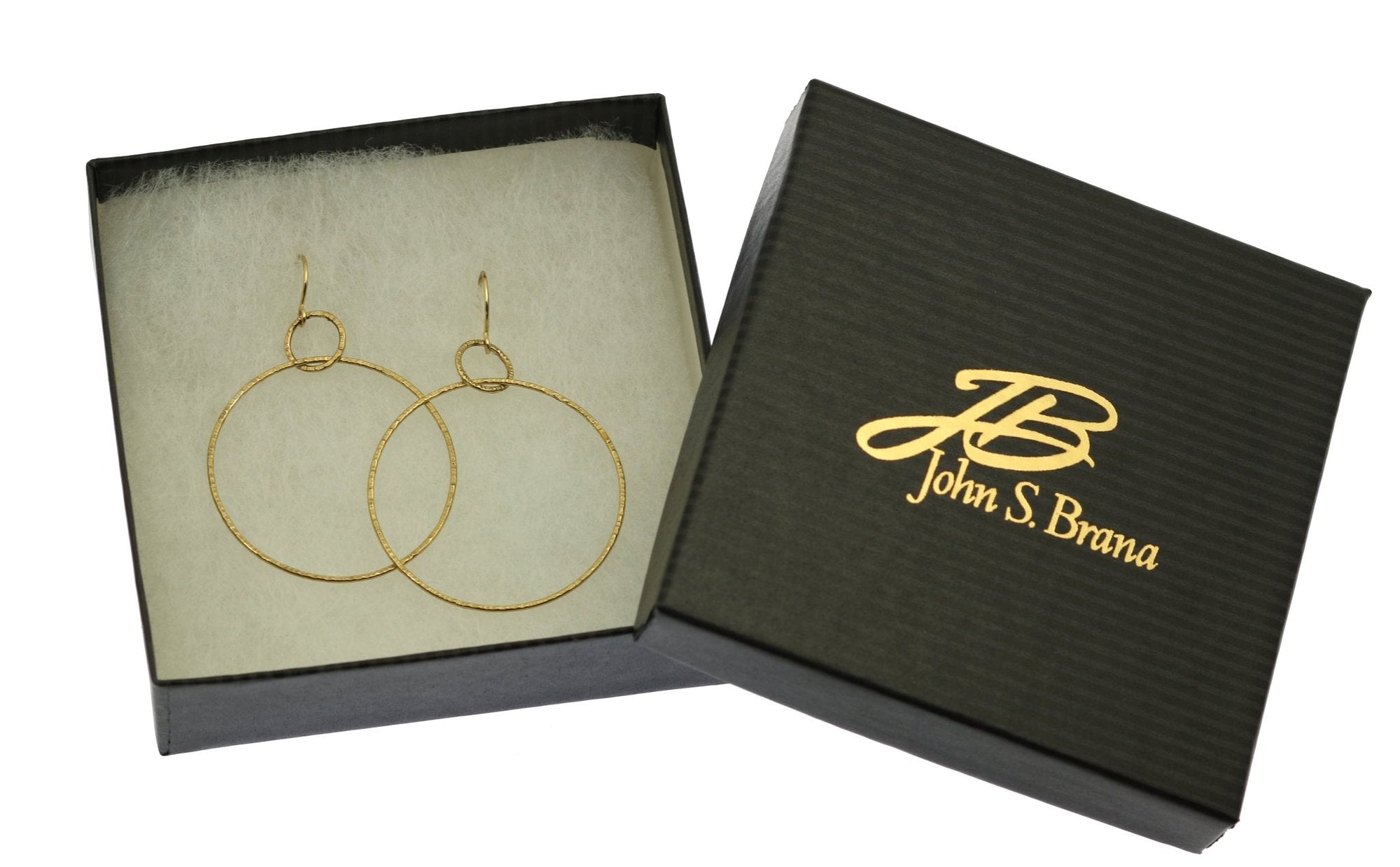 Gift Boxed Chased Nu Gold Brass Hoop Earrings