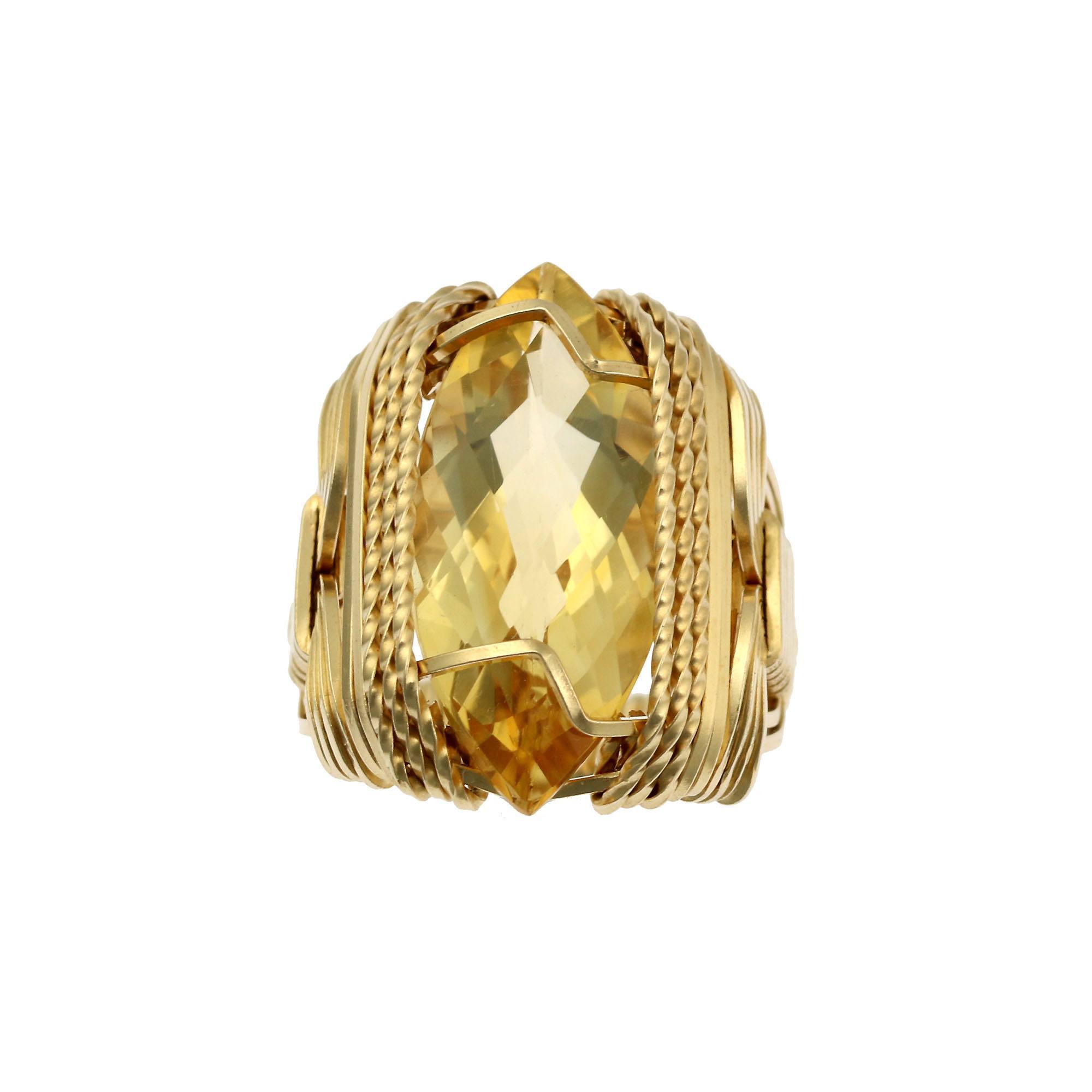 Top View of Citrine 14K Gold-filled Cocktail Ring 