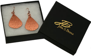 6 of 6: Damask Embossed Copper Teardrop Earrings in Gift Box