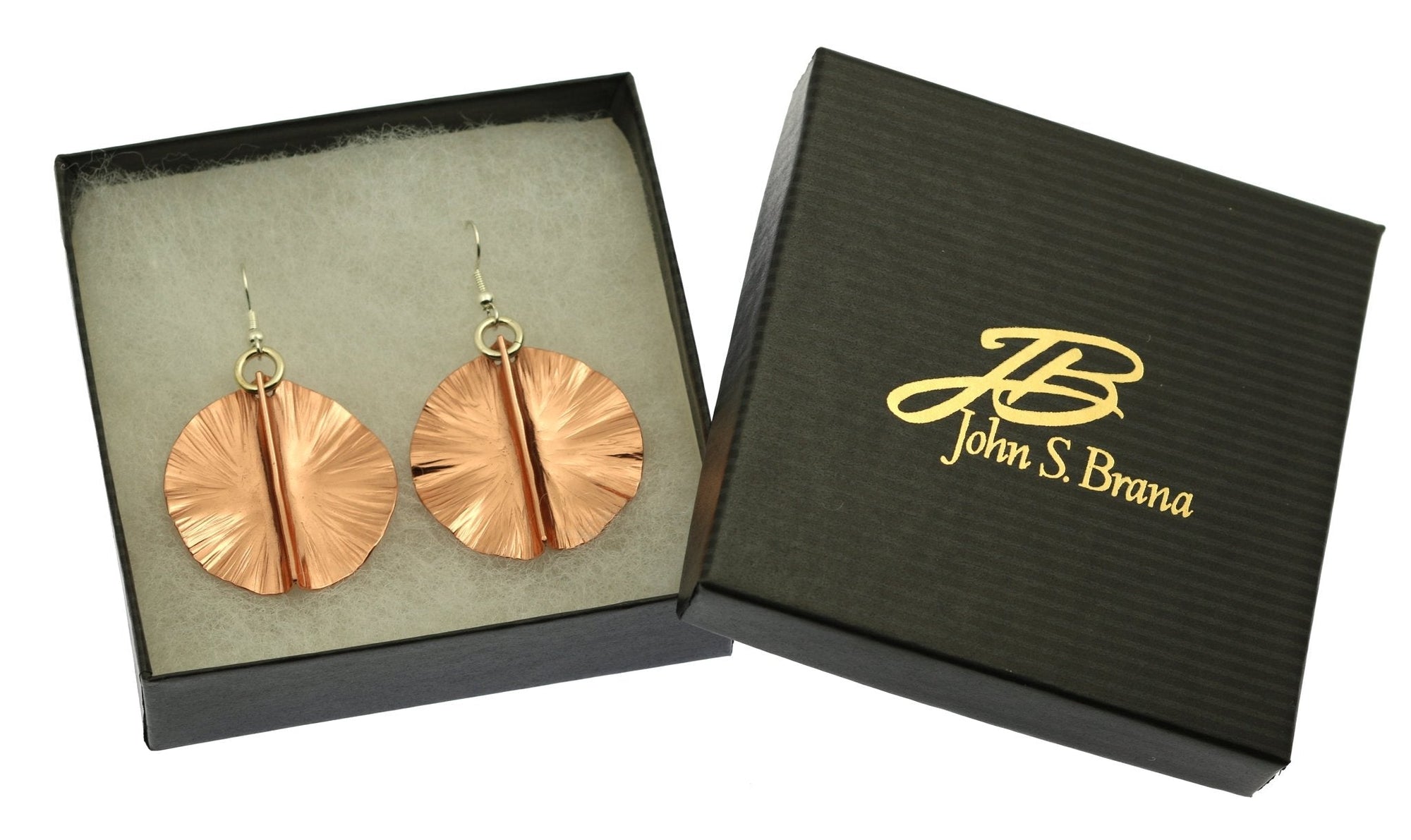 Gift Boxed Fold Formed Copper Lily Pad Earrings