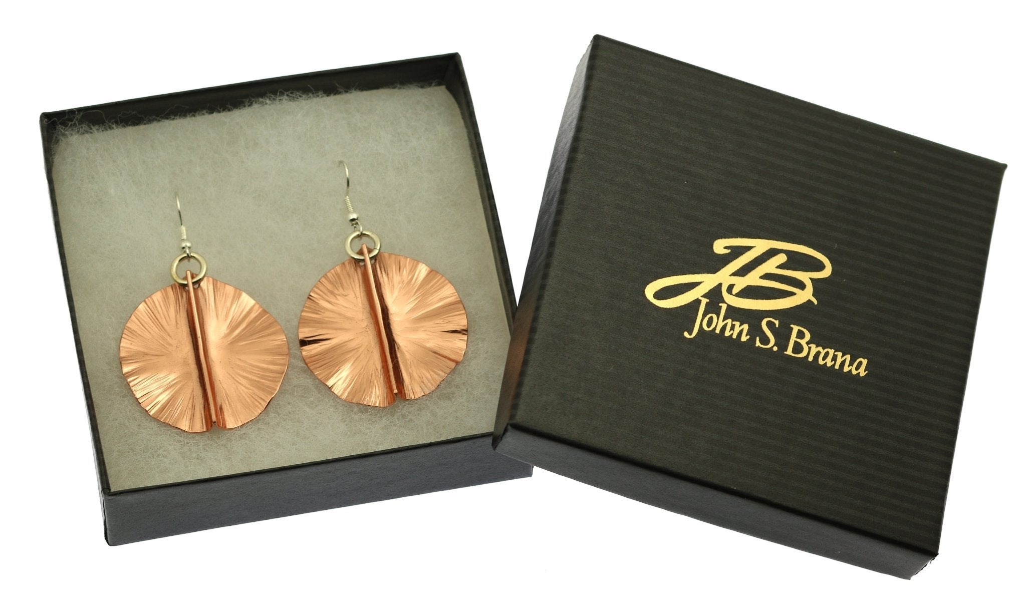 4 of 5: Gift Boxed Fold Formed Copper Lily Pad Earrings