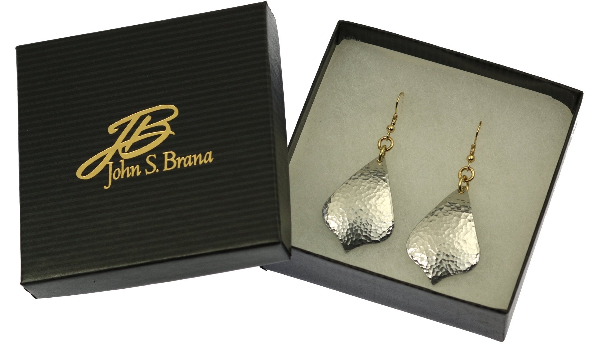 6 of 6: Hammered Aluminum Arabesque Drop Earrings in Gift Box