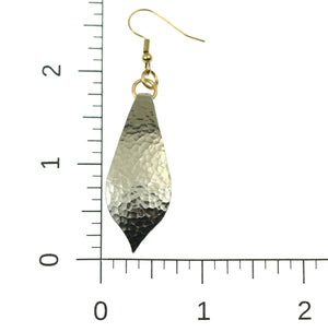 4 of 6: Scale of Hammered Aluminum Marrakesh Teardrop Earrings on a Ruler for Size Dimensions