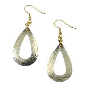3 of 6: Front and Back Views of Hammered Aluminum Open Teardrop Earrings