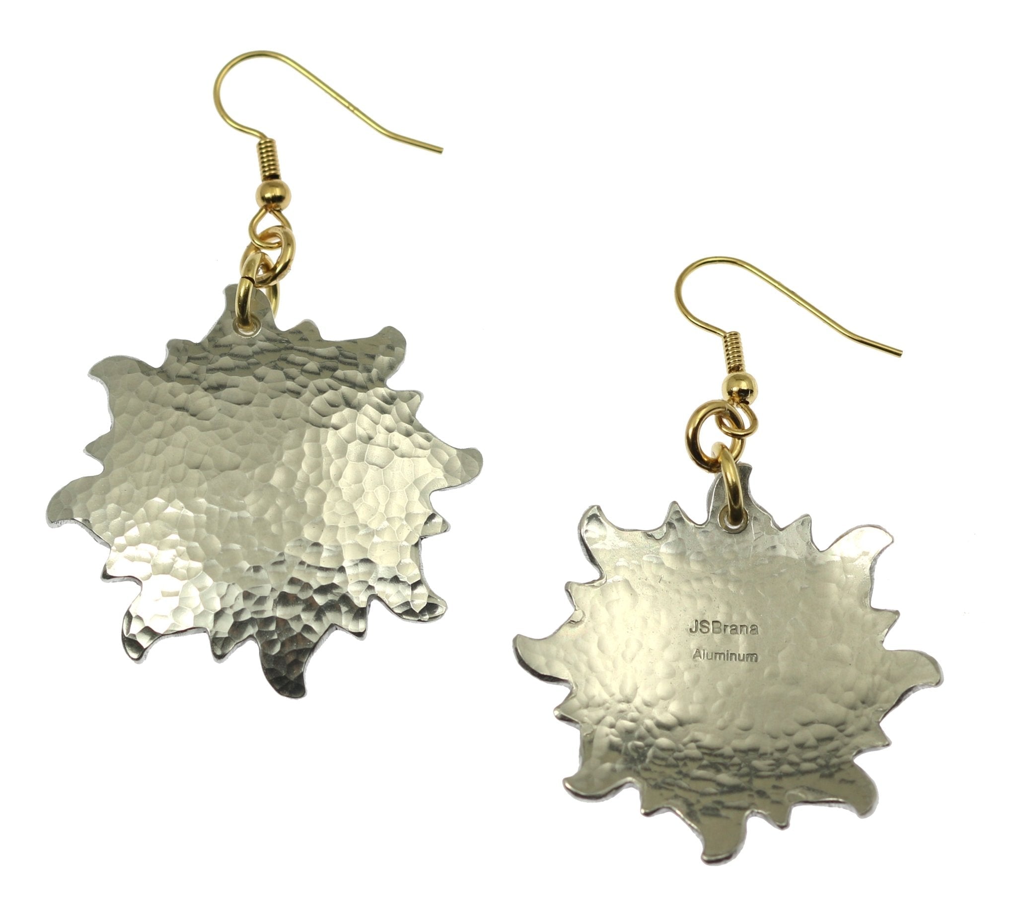3 of 6: Front and Back Views of Hammered Aluminum Sunburst Earrings