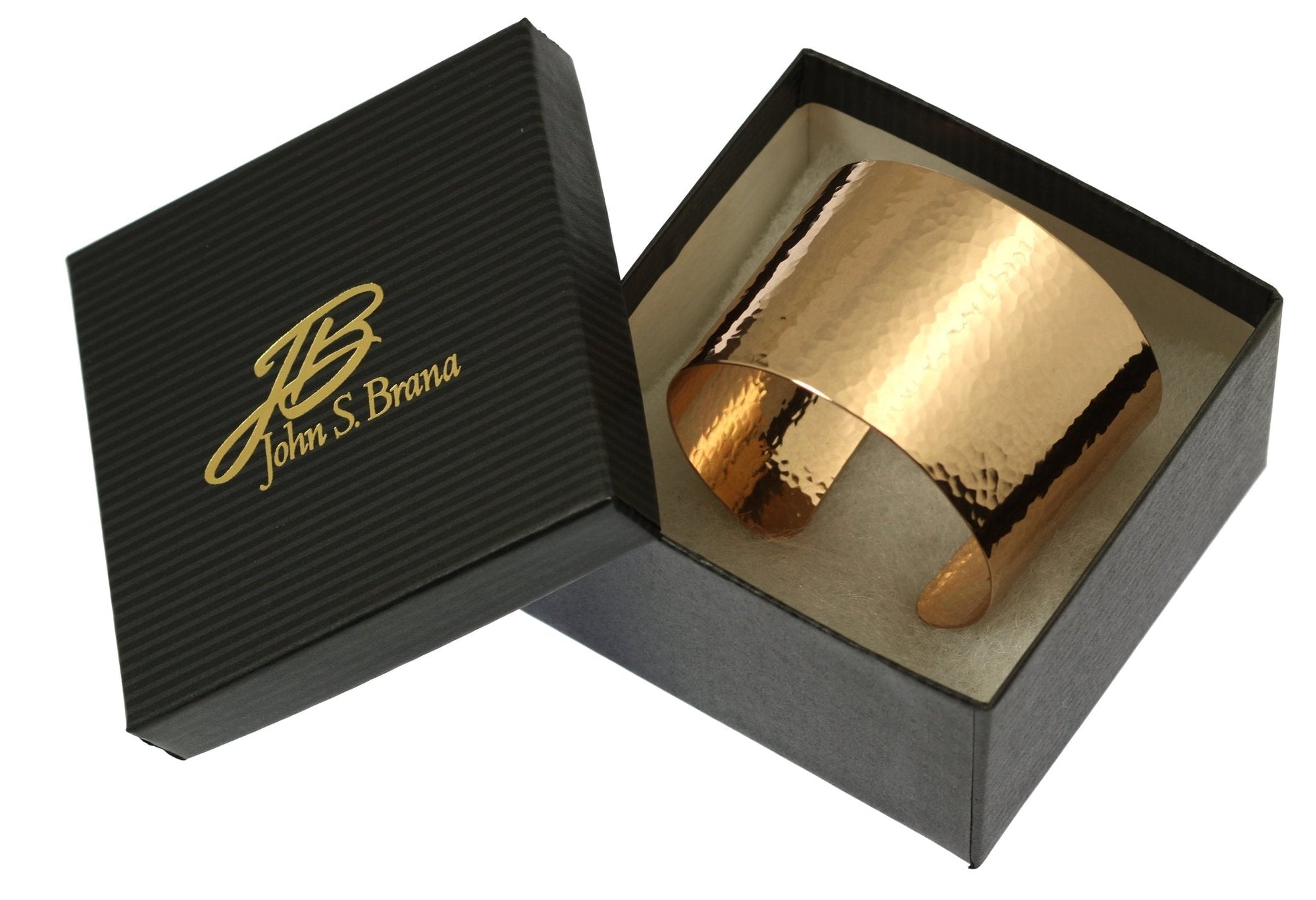 Hammered Bronze Cuff Bracelet in Black Gift Box