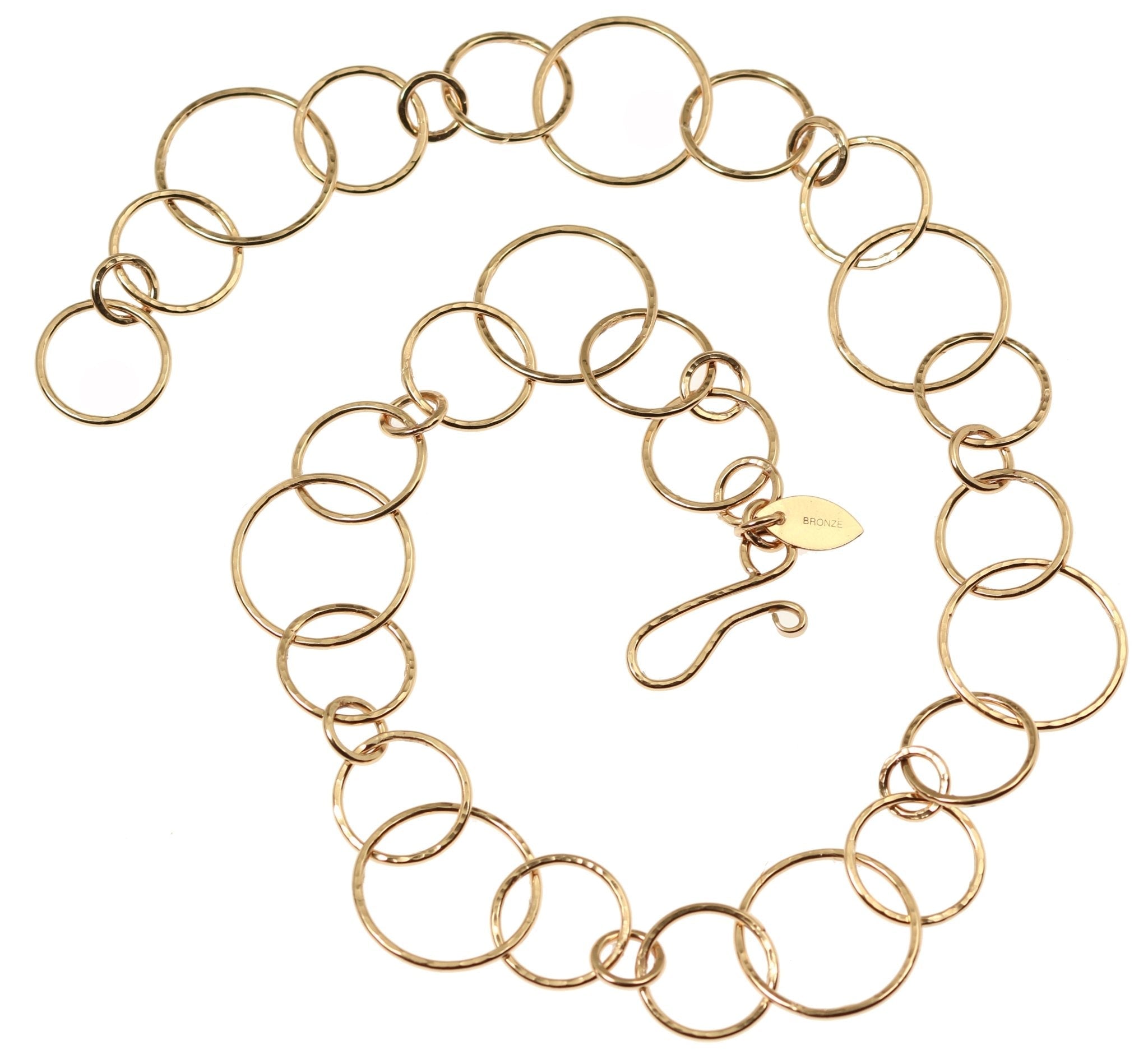 3 of 3: Hammered Bronze Link Chain Necklace Detail View