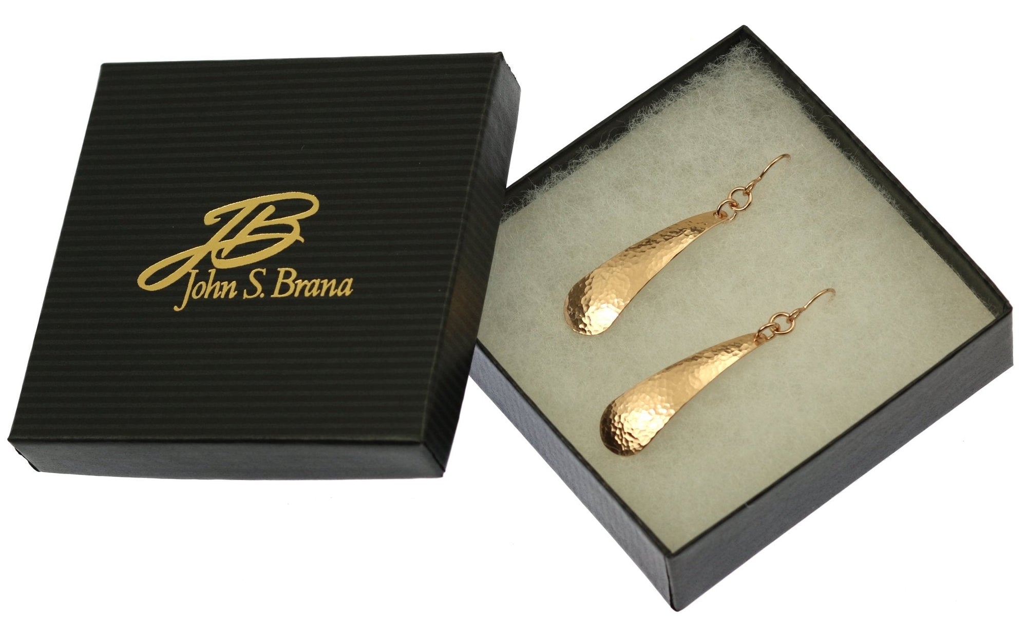 Hammered Bronze Long Teardrop Earrings in Gift Box
