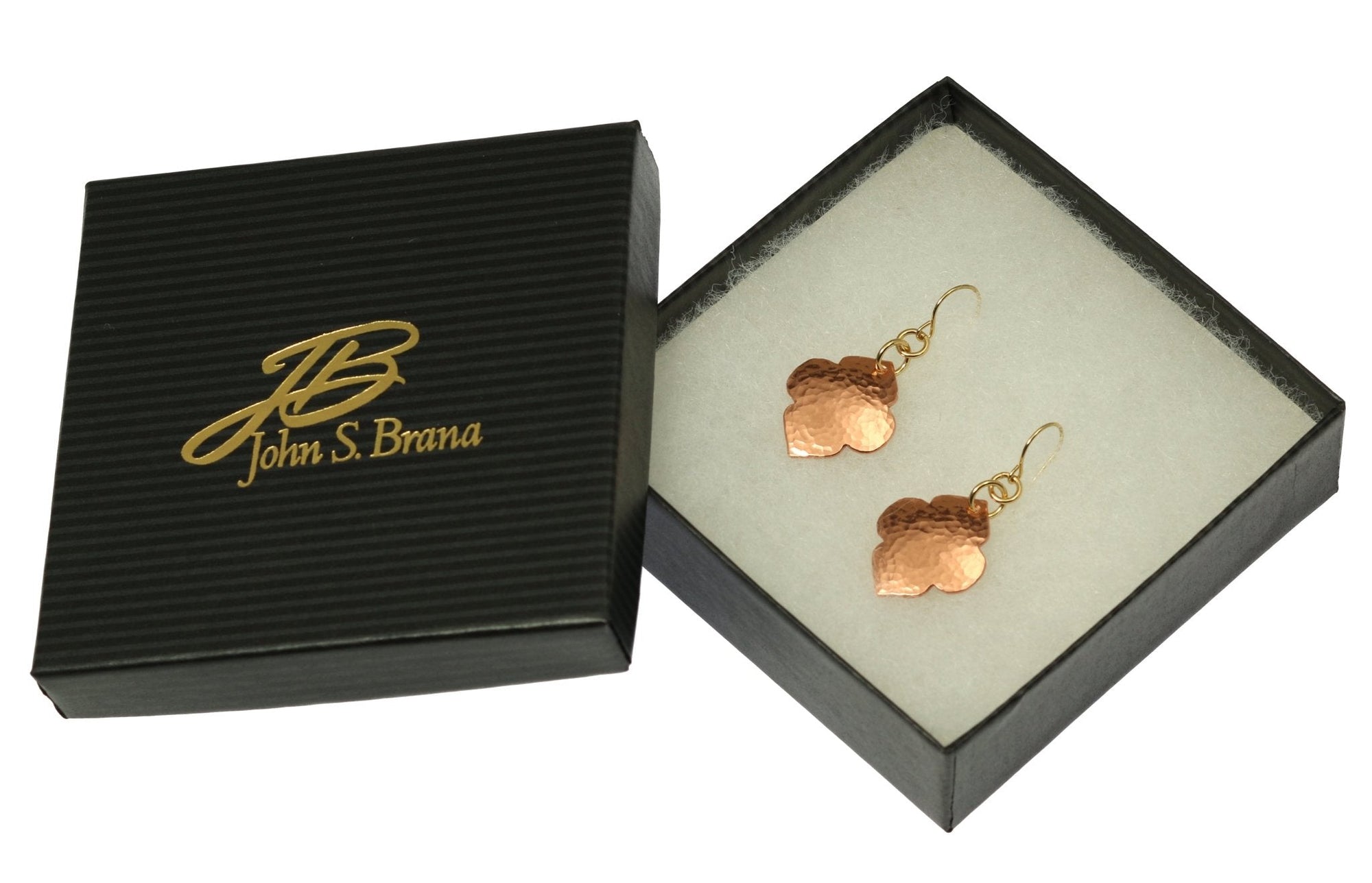 Hammered Copper Quatrefoil Dangle Earrings in Gift Box