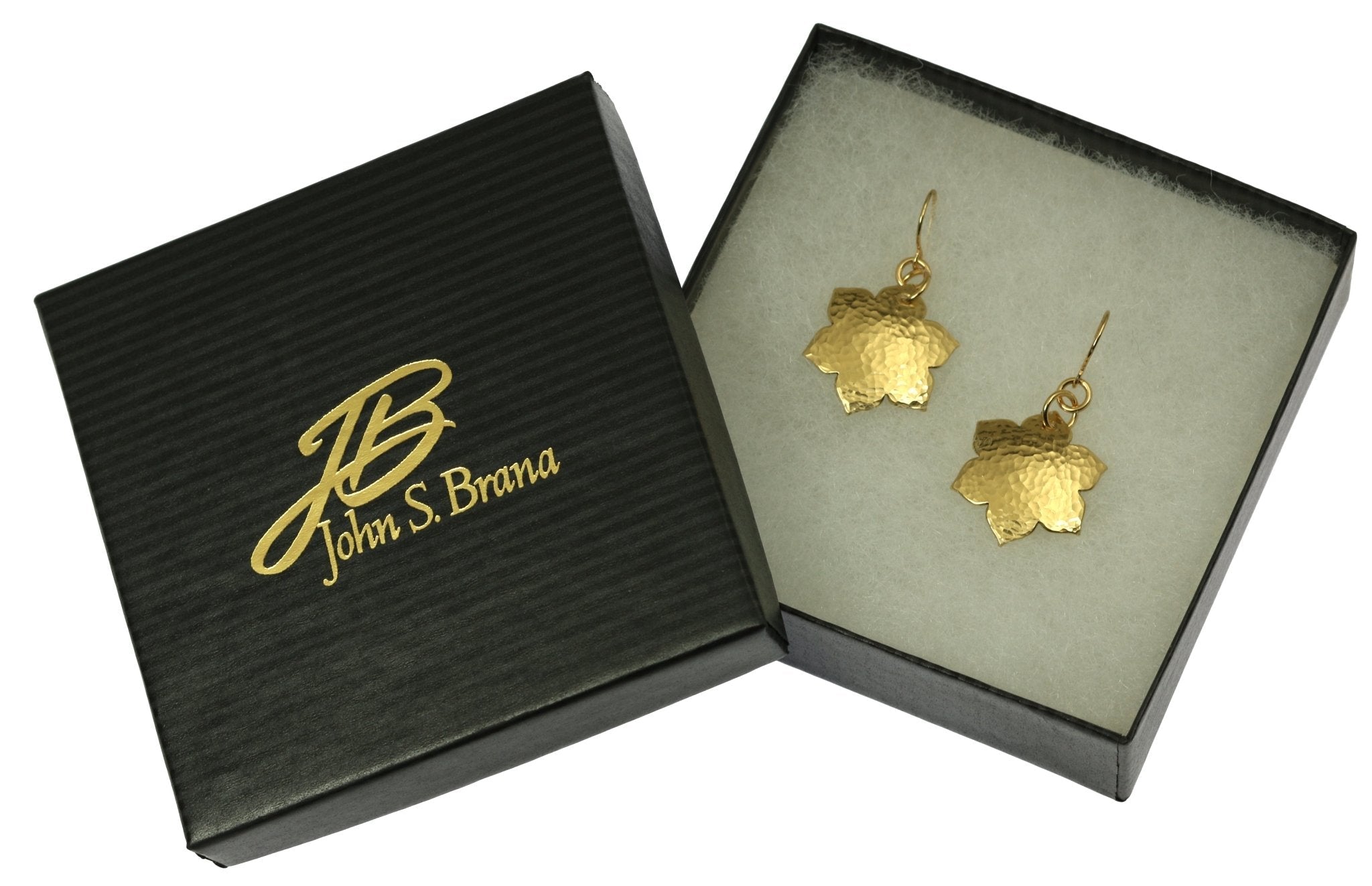 6 of 6: Hammered Nu Gold Arabesque Flower Earrings in Gift Box