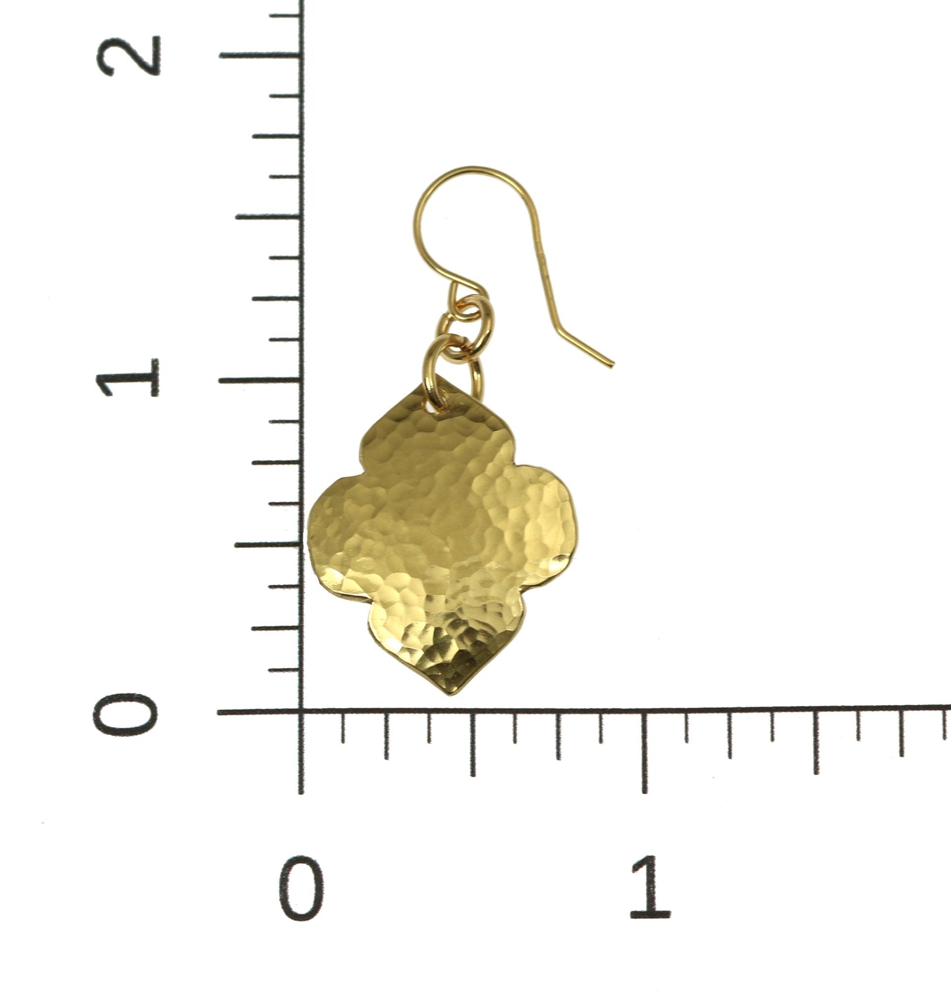 Scale of Hammered Nu Gold Quatrefoil Dangle Earrings