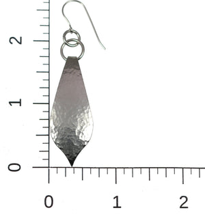 4 of 5: Scale of Hammered Stainless Steel Marrakesh Drop Earrings on Ruler for Size Dimensions