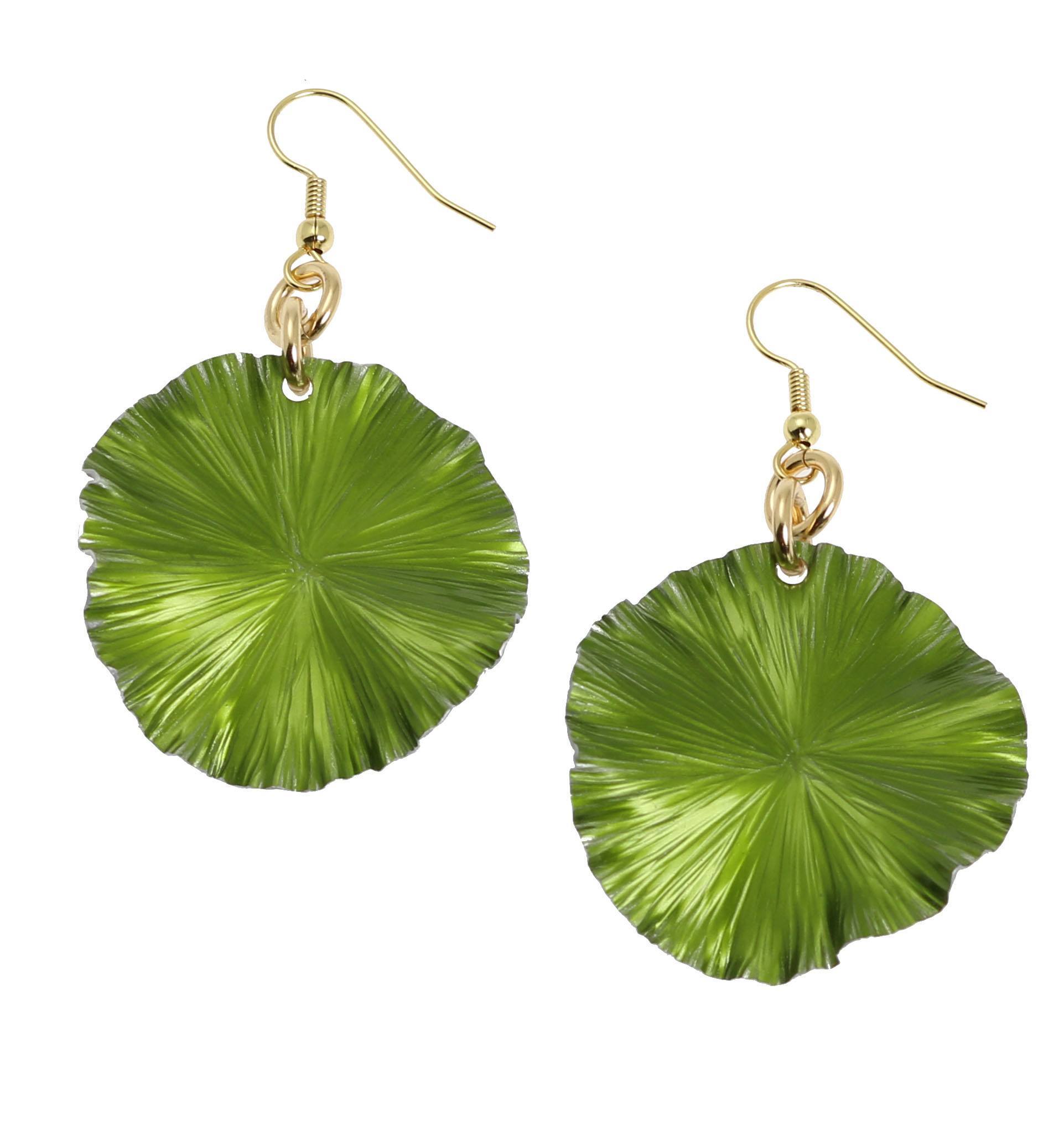 Lime Anodized Aluminum Lily Pad Earrings