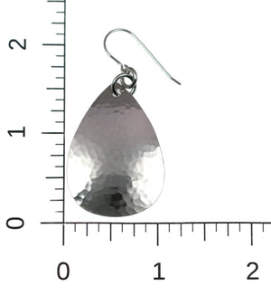 3 of 5: Scale of Medium Hammered Stainless Steel Teardrop Earrings